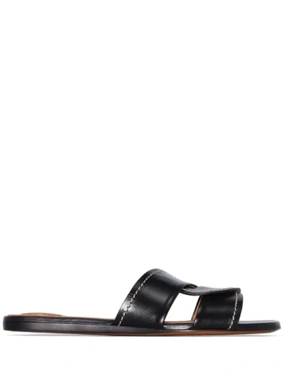 Shop Chloé Twist-strap Leather Slides In Black