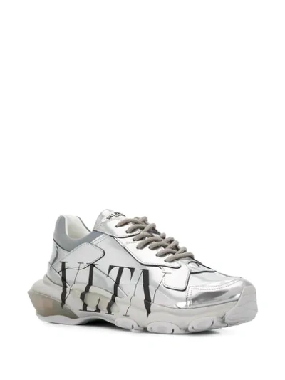 Shop Valentino Vltn Logo Sneakers In Silver