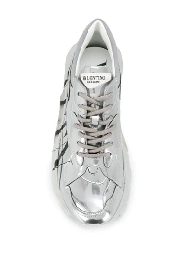 Shop Valentino Vltn Logo Sneakers In Silver