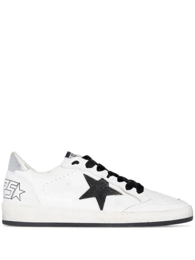 Shop Golden Goose Ball Star Sneakers In White/ Black Glitter