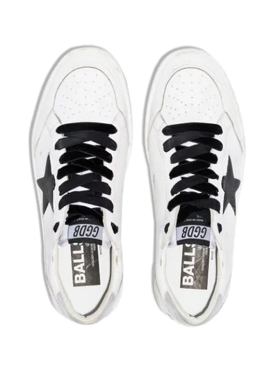 Shop Golden Goose Ball Star Sneakers In White/ Black Glitter