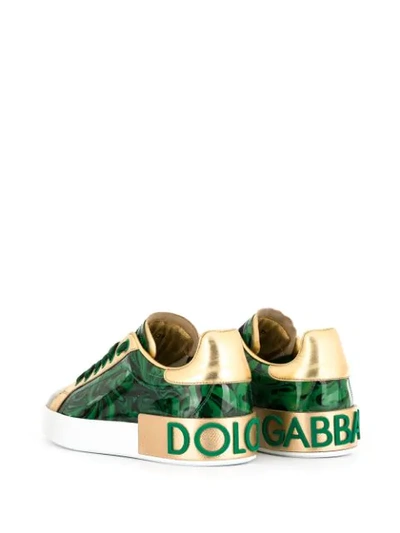Shop Dolce & Gabbana Portofino Printed Logo Sneakers In Green