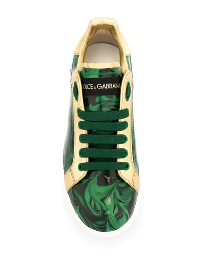 Shop Dolce & Gabbana Portofino Printed Logo Sneakers In Green