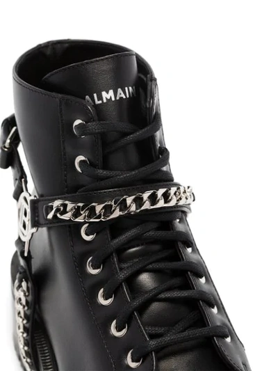 Shop Balmain Ranger Chain Ankle Boots In Black