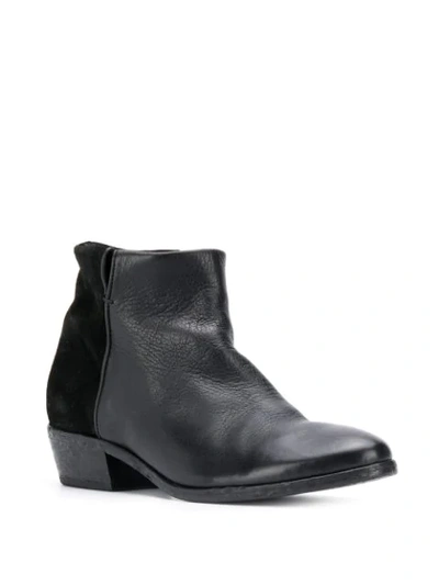 Shop Strategia Contrast Texture Block Heel Boots In Black