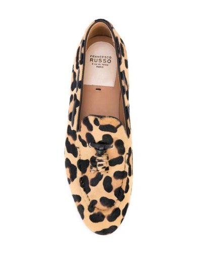 Shop Francesco Russo Leopard Print Loafers In Brown