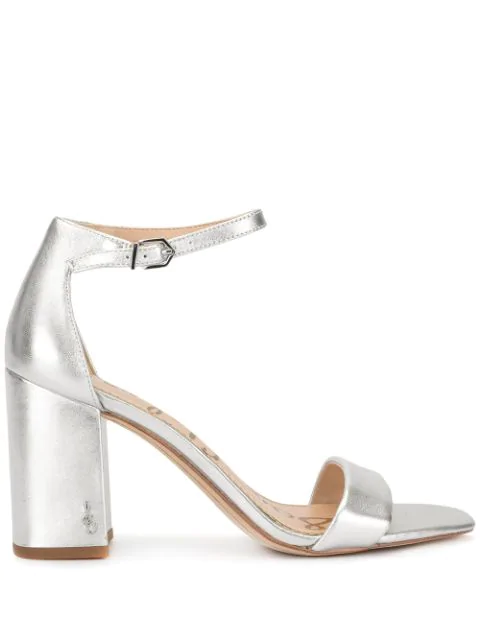 Sam Edelman 'daniella' Ankle Strap Metallic Leather Sandals In Silver ...