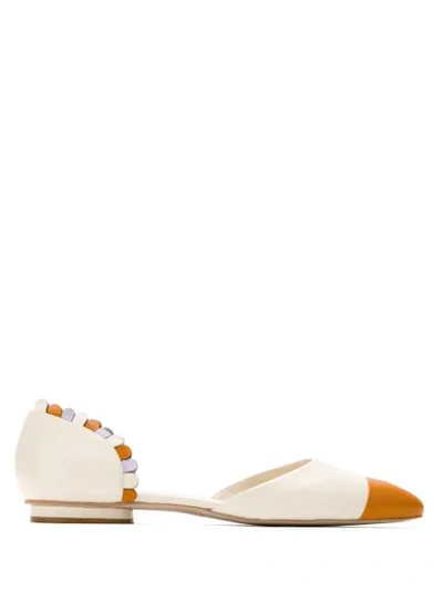 Shop Sarah Chofakian Pointed Toe Ballerina Shoes In Neutrals