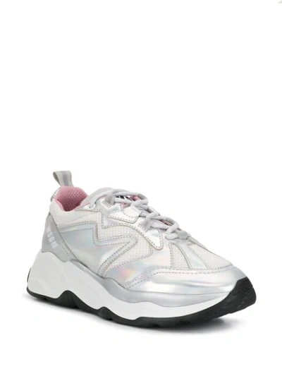 Shop Msgm Holographic Attack Low-top Sneakers In Silver