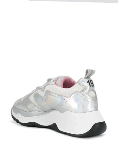 Shop Msgm Holographic Attack Low-top Sneakers In Silver