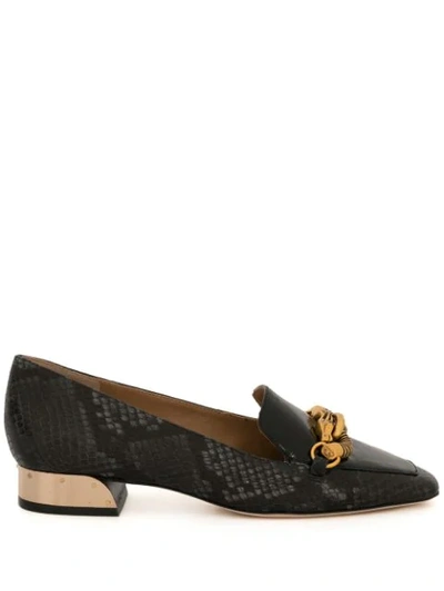 Shop Tory Burch Jessa 25mm Snake-effect Loafers In Black