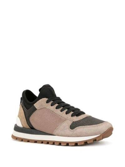 Shop Brunello Cucinelli Panelled Leather Sneakers In Brown