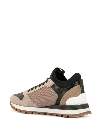 Shop Brunello Cucinelli Panelled Leather Sneakers In Brown