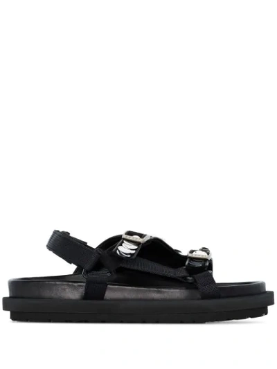 Shop Sacai Sequin Strap Sandals In Black