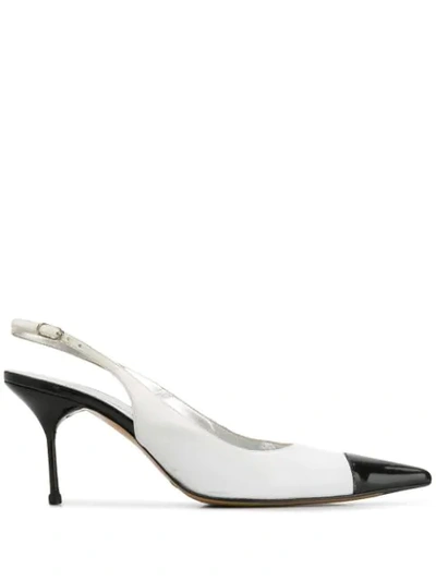 Pre-owned Dolce & Gabbana 2000's Two-tone Slingback Pumps In White