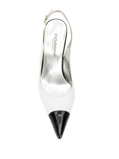 Pre-owned Dolce & Gabbana 2000's Two-tone Slingback Pumps In White