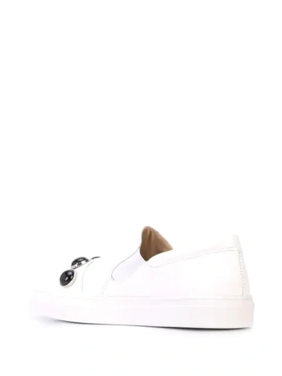 Shop Alberto Fermani Stone Embellished Slip-on Sneakers In White