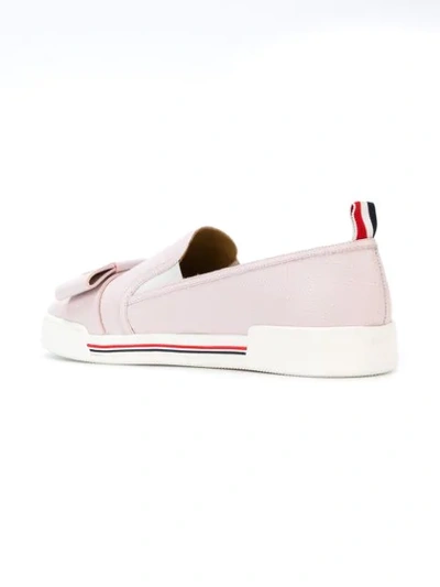 Shop Thom Browne Bowed Slip-on Sneaker In Pebble Grain Leather In Pink