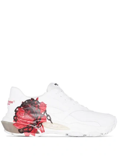 Shop Valentino Garavani Bounce Rose Sneakers In White