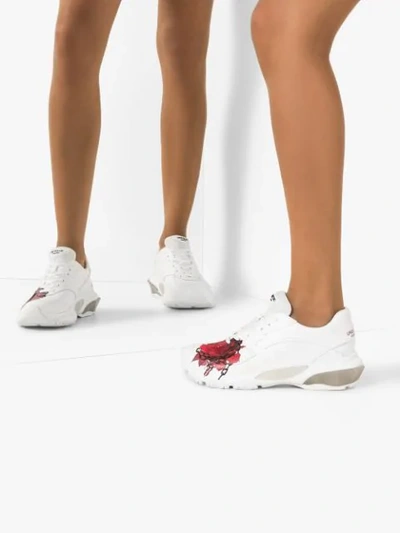 Shop Valentino Garavani Bounce Rose Sneakers In White