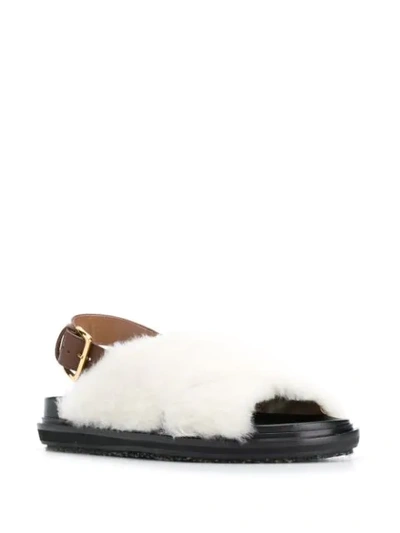 Shop Marni Fussbett Faux Fur Sandals In White