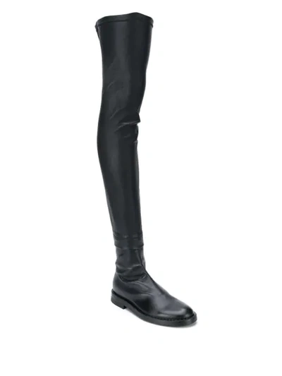Shop Ann Demeulemeester Over The Knee Boots In Black