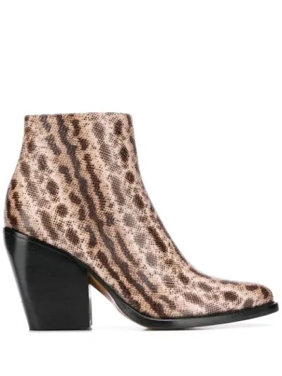 Shop Chloé Snake-effect 95mm Ankle Boots In Neutrals