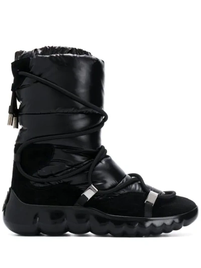 Shop Moncler Lace-up Detail Snow Boots In Black