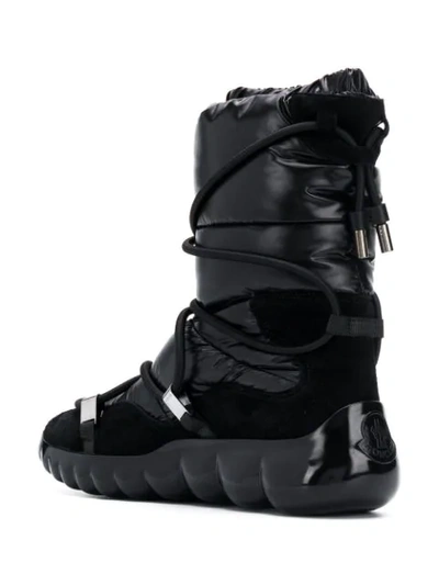 Shop Moncler Lace-up Detail Snow Boots In Black