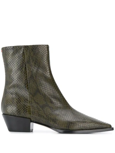 Shop Aeyde Ruby Snake Print Ankle Boots In Green