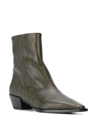 Shop Aeyde Ruby Snake Print Ankle Boots In Green