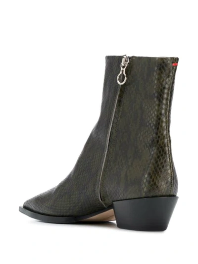 Shop Aeyde Ruby Snake Print Ankle Boots In Green