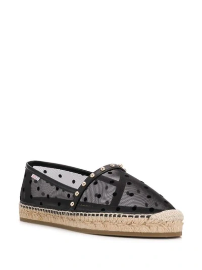 Shop Red Valentino Polka-dot Mesh Espadrilles In Black