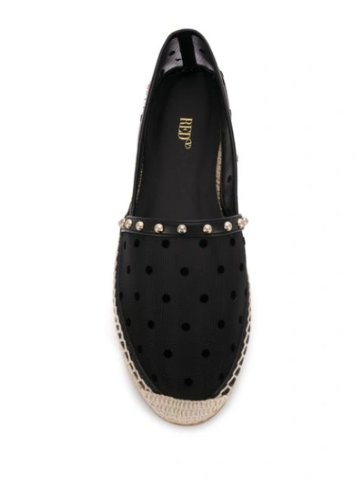 Shop Red Valentino Polka-dot Mesh Espadrilles In Black