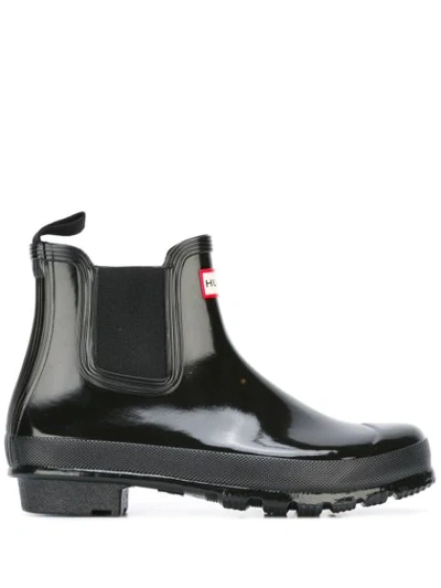 Shop Hunter Glossy Chelsea Boots In Black