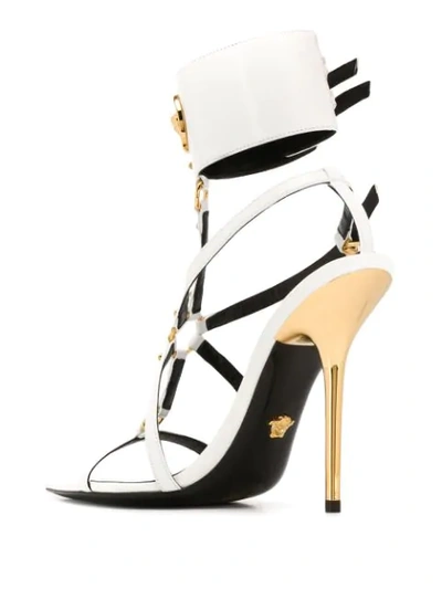 Shop Versace Medusa Pointed Toe Sandals In White