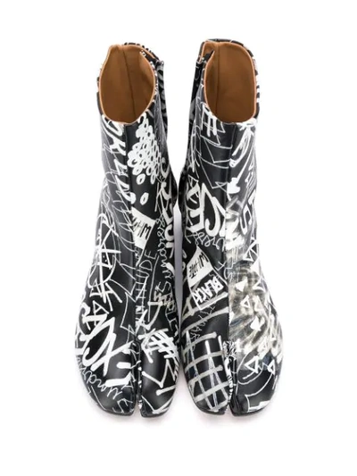 Shop Maison Margiela Tabi Graffiti-print Boots In Black