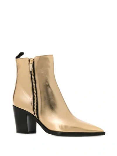 GIANVITO ROSSI METALLIC-EFFECT ANKLE BOOTS - 金色