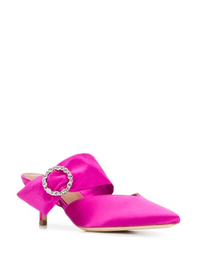 Shop Malone Souliers Maite Crystal-embellished Satin Mules In Purple