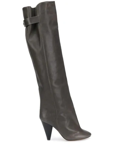 Shop Isabel Marant Lacine Over-the-knee Heeled Boots In Grey