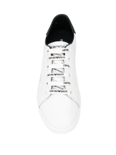 Shop Emporio Armani Logo Print Sneakers In White
