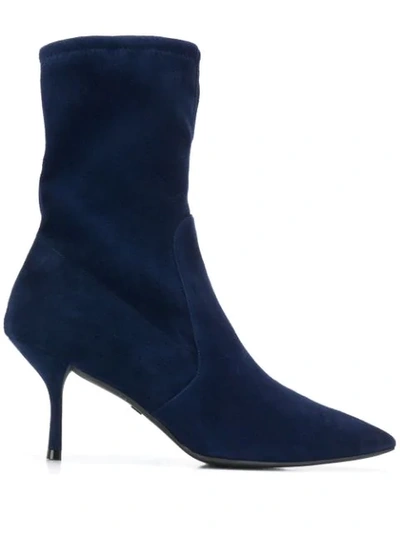 Shop Stuart Weitzman 75mm Yvonne Boots In Blue