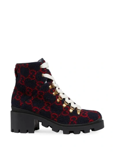 Shop Gucci Gg Ankle Boots In Blue
