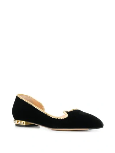 Shop Charlotte Olympia Kitty Velvet D'orsay Flats In Vvc1464 Black/crysta