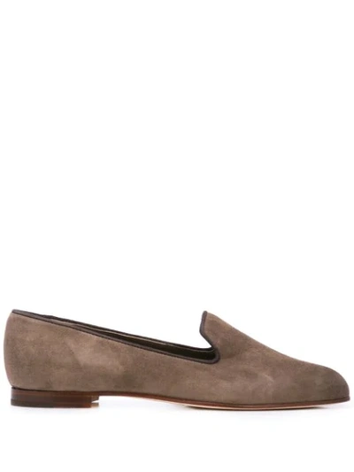 Shop Manolo Blahnik Slip-on Loafers In Grey