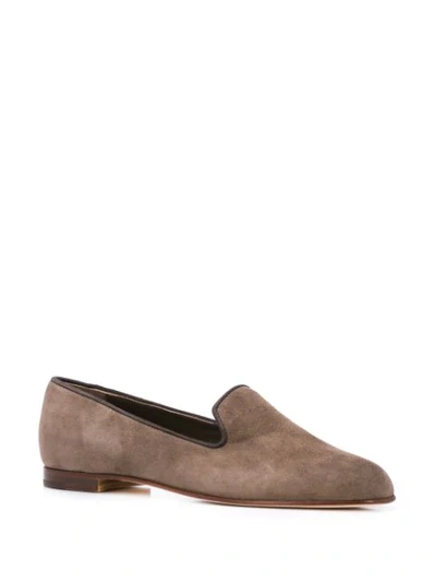 Shop Manolo Blahnik Slip-on Loafers In Grey