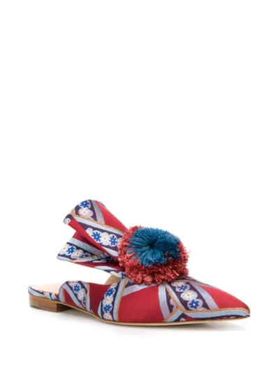 Shop Andrea Mondin Rebecca Pompom Mules In Blue