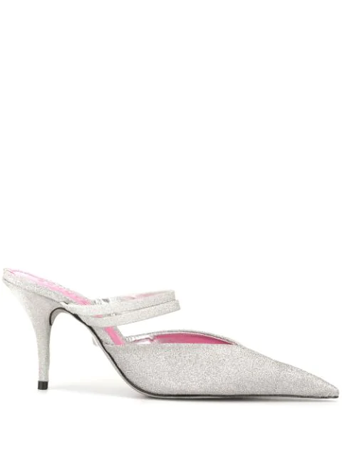 silver mule sandals