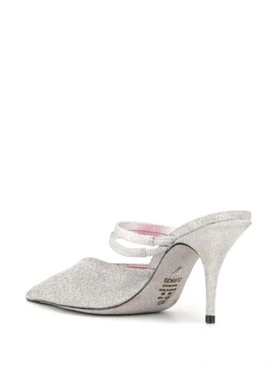 Shop Schutz Mini Shine Mule Sandals In Silver