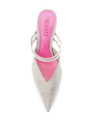 Shop Schutz Mini Shine Mule Sandals In Silver